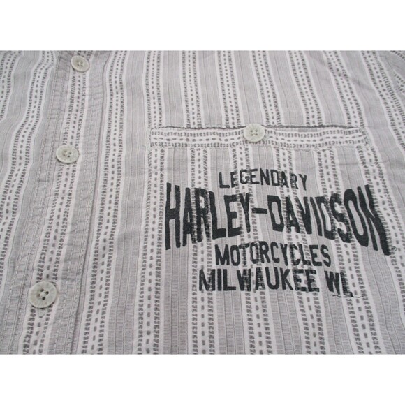 Harley Davidson Shirt Men Large Gray Casual Button Up Mechanic Motorcycle Biker - Picture 4 of 10